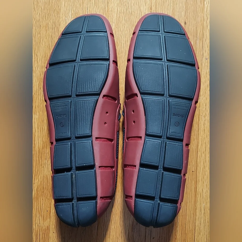 SWIMS MEN'S RED RUBBER & MESH LACE BRAIDED BOAT SLIP-ON CASUAL LOAFERS SIZE 13 - Picture 13 of 13